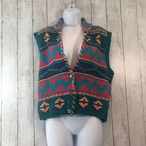 Vintage Nuovo Aztec Southwestern Sweater Vest Large
